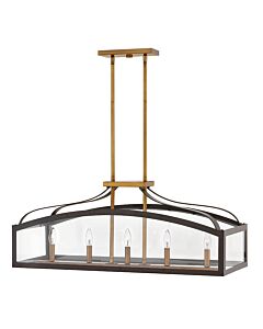 Large Five Light Linear Chandelier