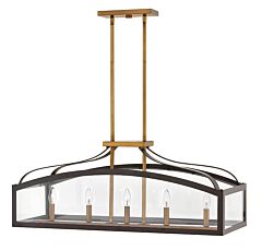 Large Five Light Linear Chandelier